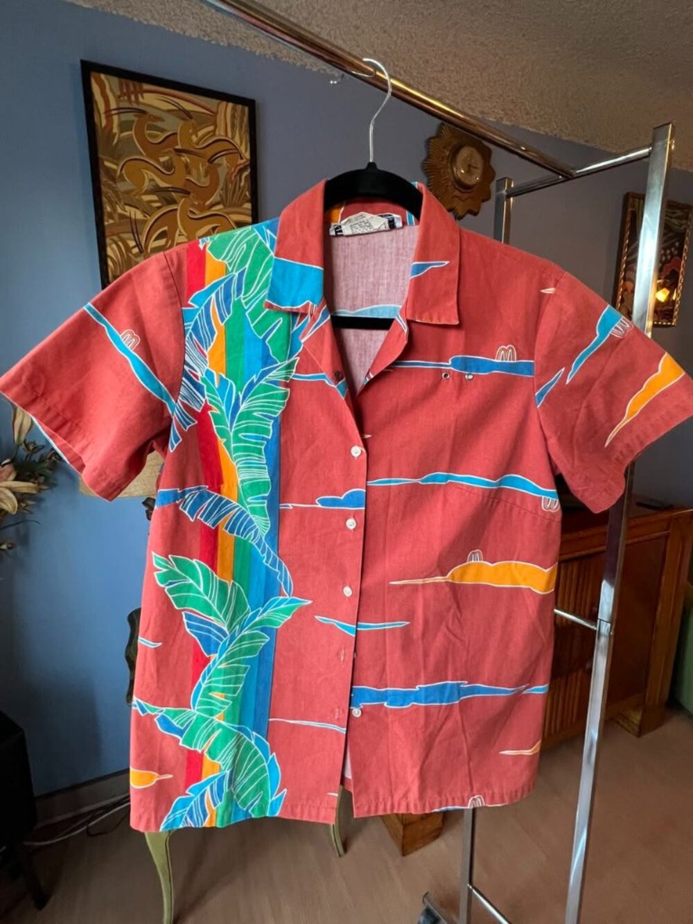 Vintage McDonald's Uniform Aloha Tiki Shirt Small Rare